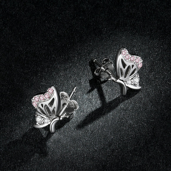 925 Sterling Silver Earrings with CZ in Pavé Setting