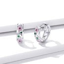 925 Sterling Silver Earrings with Pavé Setting CZ, 1.2*0.5cm, for Women-3