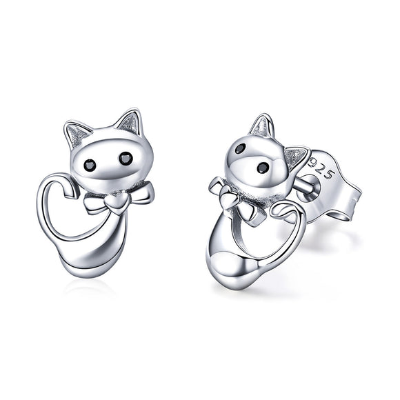925 Sterling Silver Earrings with Pavé Setting in Oxidized Finish