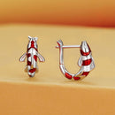 925 Sterling Silver Enamel and CZ Earrings with Platinum Plating for Women-4