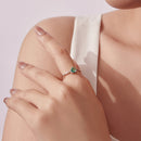 925 Sterling Silver White Gold Plated Transparent Glass Turtle Ring-7