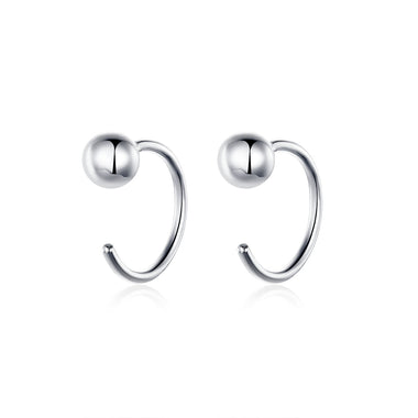 925 Sterling Silver Earrings with Plated Platinum, 1cm Diameter for Women
