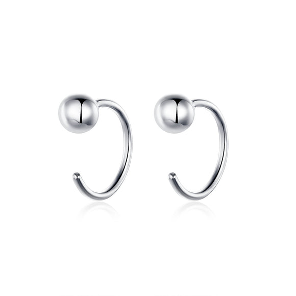 925 Sterling Silver Earrings with Plated Platinum, 1cm Diameter for Women