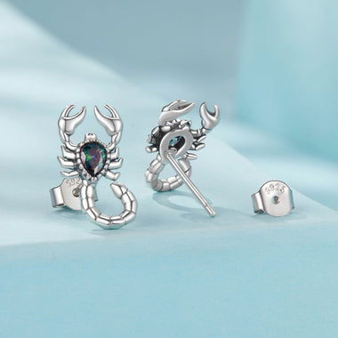 925 Sterling Silver Earrings with Pavé Setting CZ, Oxidized Silver, Size 0.8*1.5cm for Women - 0
