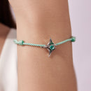 925 Sterling Silver Adjustable Bracelet with Enamel and Transparent Glass Pendant for Women-5