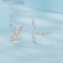 925 Sterling Silver Earrings for Women with White Gold Plating, Size 1.5x0.6cm-4