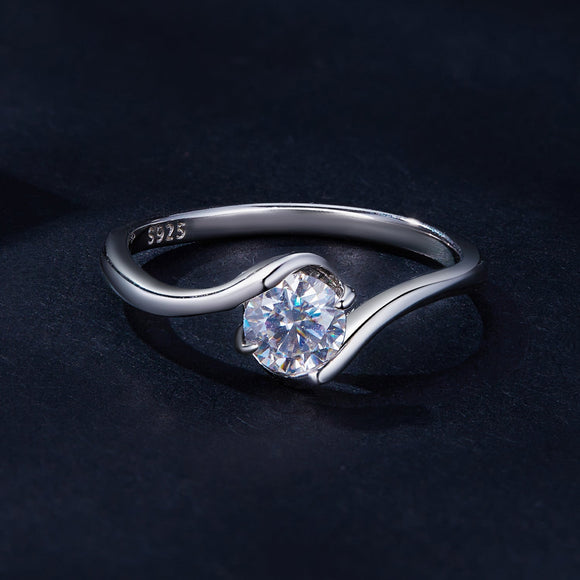 925 Sterling Silver 5mm Moissanite Ring for Women