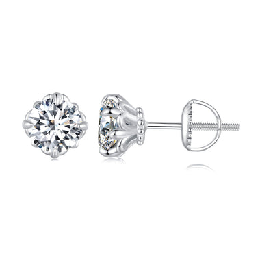 925 Sterling Silver & Moissanite 0.7cm Earrings Style L for Women - 0