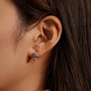925 Sterling Silver Earrings with CZ in Pavé Setting - 1.3x0.4cm for Women-7