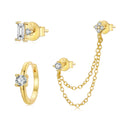 925 Sterling Silver Mini Stud Earrings with Gold Plating and CZ-2