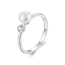 925 Sterling Silver Moissanite & Freshwater Pearl Ring 3mm Size 6 for Women-2