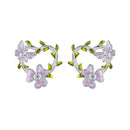 925 Sterling Silver Enamel CZ Plated Earrings-1