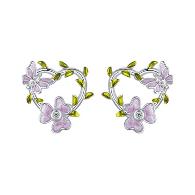 925 Sterling Silver Enamel CZ Plated Earrings