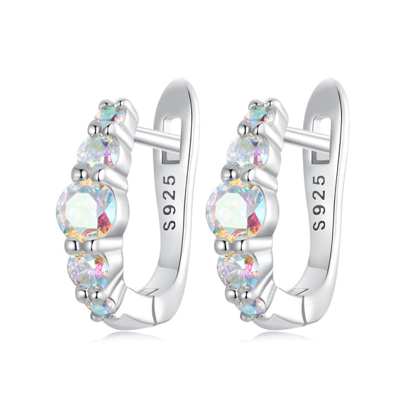 925 Sterling Silver Earrings with CZ in Pavé Setting, 12x3mm, for Women