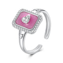 925 Sterling Silver Enamel Pavé Setting CZ Pendant 1.3x1.0cm for Women-2