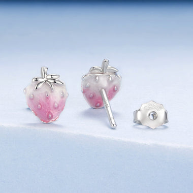 925 Sterling Silver White Gold Plated Enamel Earrings - 0