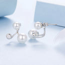 925 Sterling Silver Earrings with CZ and Synthetic Pearl, 1.7cm, White Gold Plated for Women-4