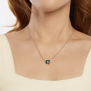 925 Sterling Silver Necklace with Enamel, White Gold Plated, 40+5 cm Chain Length, Women's Jewelry-7