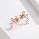 925 Sterling Silver 1.5x0.7cm Plated Rose Gold CZ Earrings for Women-7