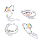 925 Sterling Silver Oxidized Silver Ring with Transparent Glass - Size 7.0 for Women-4