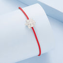 925 Sterling Silver Bracelet with White Gold Plating and Cotton Cord for Women-3