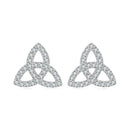 925 Sterling Silver White Gold Plated Pavé CZ Earrings-1