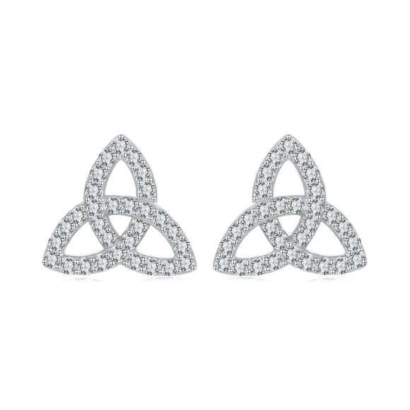 925 Sterling Silver White Gold Plated Pavé CZ Earrings
