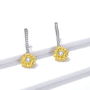 S925 Sterling Silver Plated Gold Pavé Setting CZ Earrings-5