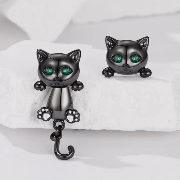 Brass & S925 Silver Earrings | 2.8*1.1cm | White Gold Plated with Pavé Setting CZ for Women