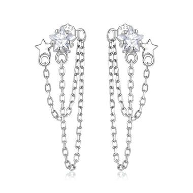 S925 Sterling Silver Pavé CZ Earrings, 0.9cm for Women - 0