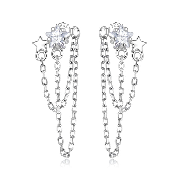 S925 Sterling Silver Pavé CZ Earrings, 0.9cm for Women