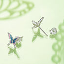 925 Sterling Silver White Gold Plated Enamel Earrings 9x10mm for Women-1