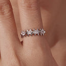925 Sterling Silver 0.24cm White Gold Plated Ring with CZ for Women Size 6-8