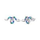 925 Sterling Silver Earrings with Pavé Setting CZ, 7x15mm, Plated Platinum for Women-1