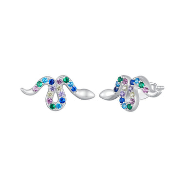 925 Sterling Silver Earrings with Pavé Setting CZ, 7x15mm, Plated Platinum for Women