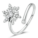 925 Sterling Silver Snowflake Ring with Pavé Setting CZ and Oxidized Finish for Women-1