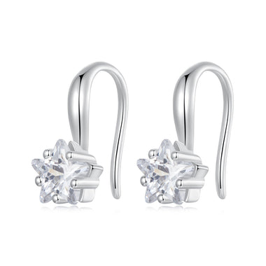 925 Sterling Silver Earrings with Pave Setting CZ 12*5mm for Women - 0