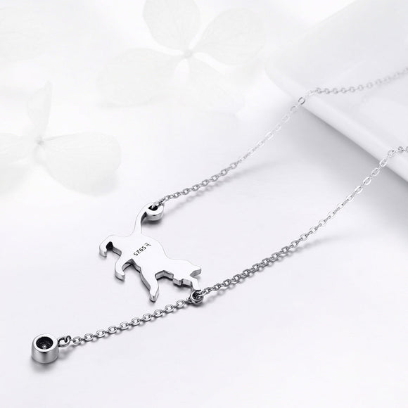 925 Sterling Silver Necklace 38-45cm with 1.4*2.5cm Pendant for Women