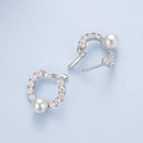 925 Sterling Silver White Gold Plated 1.6cm Hoop Earrings with Synthetic Pearl for Women-4