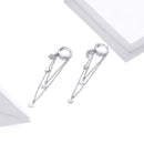 925 Sterling Silver Earrings with Plated Platinum and Pavé Setting CZ, Size 6.5cm-2