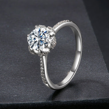 925 Sterling Silver Moissanite Ring 1ct Size 6 White Gold Plated for Women - 0