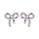 925 Sterling Silver White Gold Plated Pavé Setting CZ Earrings 1.0cm for Women-2