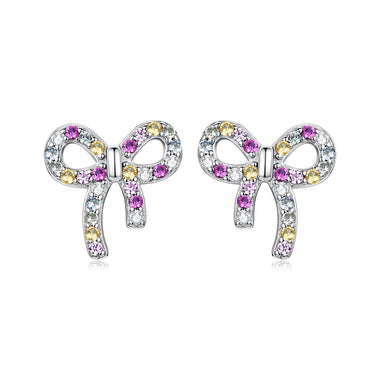 925 Sterling Silver White Gold Plated Pavé Setting CZ Earrings 1.0cm for Women - 0