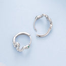 925 Sterling Silver Hoop Earrings with White Gold Plating and CZ Stones-4