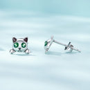 925 Sterling Silver Earrings with Enamel in Oxidized Finish-7
