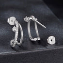925 Sterling Silver Moissanite Earrings for Women - 1.4x0.5cm, Pavé Setting-4