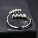 925 Sterling Silver Moissanite & Freshwater Pearl Ring, White Gold Plated, Size E for Women-1
