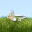 925 Sterling Silver White Gold Plated Jade Ring with CZ for Women-5