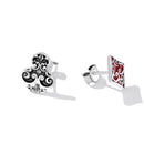 925 Sterling Silver Oxidized Enamel Plum Blossom Earrings for Women - 1.2 x 1.0 cm-5