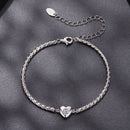 925 Sterling Silver Moissanite Heart Bracelet for Women - Silver - 15+6cm Length, 0.3cm Thickness-3
